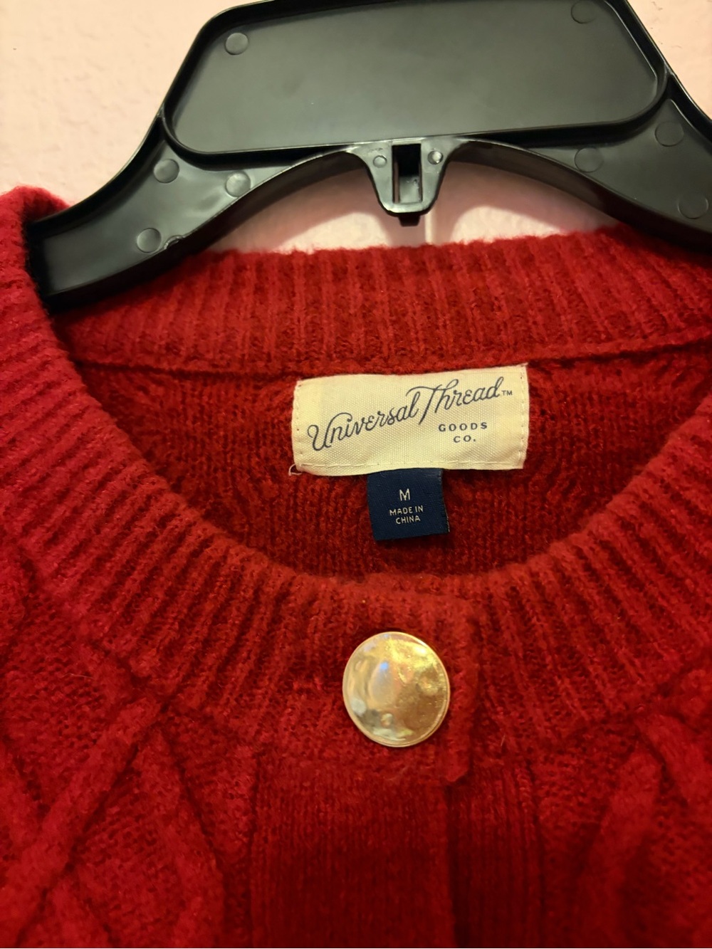 Universal Thread Red Cable Knit Button-Front Cardigan - Picture 3 of 5